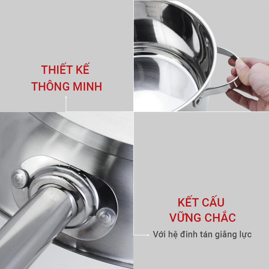 Bộ nồi inox 304 cao cấp 5 đáy Kalpen Lermat L2