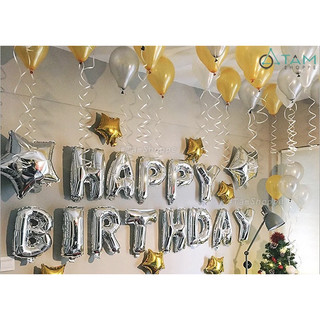 [TẶNG BƠM + KEO DÍNH]  Set trang trí sinh nhật HPBD ngôi sao vàng bạc SSN-KG-6604