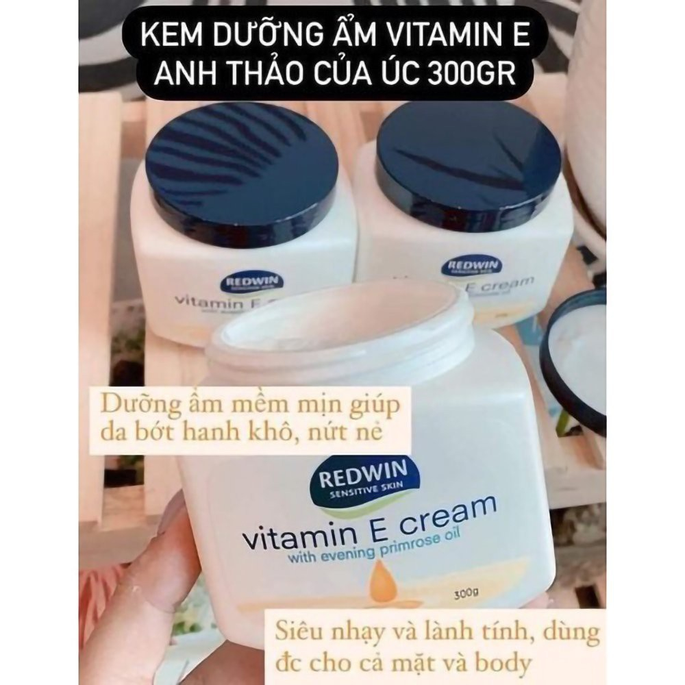 Kem Dưỡng Da Vitamin E Redwin Có Chứa Tinh Dầu Hoa Anh Thảo Cấp Ẩm, Làm Sáng Da Body Cream