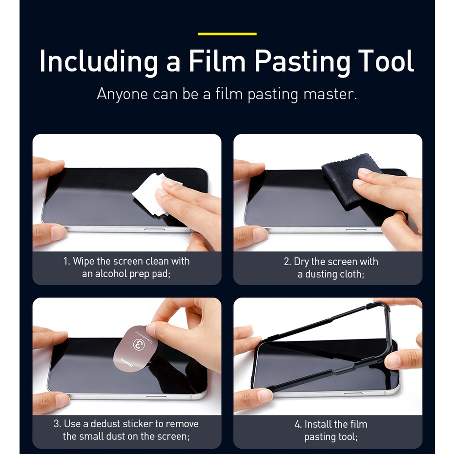 Combo 2 Kính Cường Lực Full Màn Hình Baseus 0.23mm Cho Iphone 13 / 13 Pro / 14 IP13 / IP13 Pro / IP14