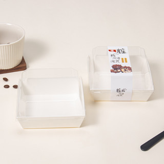 Hộp Kraft Vuông E1413 Đựng Bánh, Thức Ăn Nắp PET Màu Trắng  ( Set 50c)