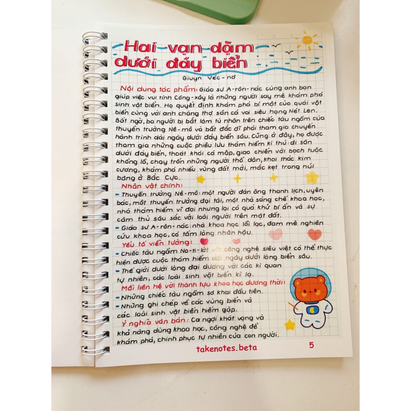 Sổ tay takenote Văn 7  - Chương trình mới