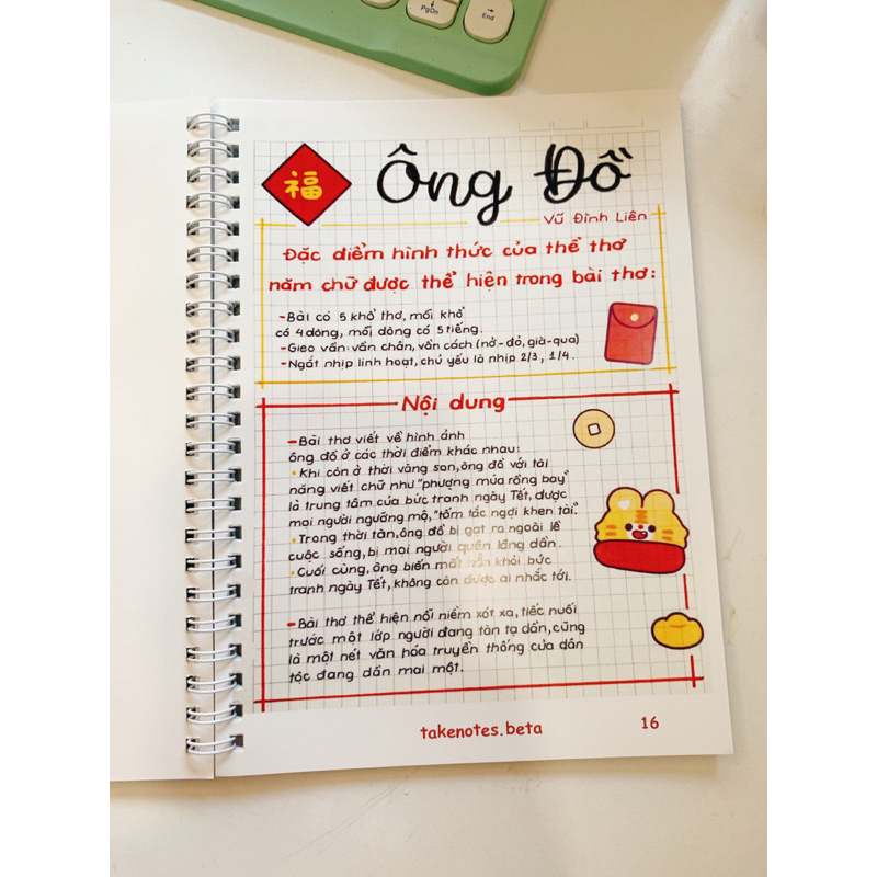 Sổ tay takenote Văn 7  - Chương trình mới