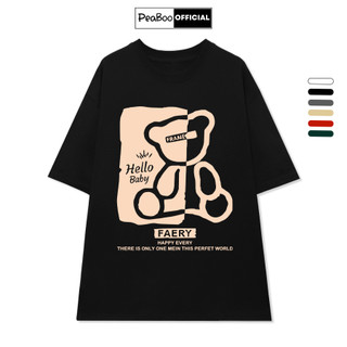 Áo Thun Nữ, Áo Phông Unisex By PEABOO Mã TN Hello Baby Chất Cotton Thoáng Mát Form Rộng Tay Lỡ Cho Nam Nữ