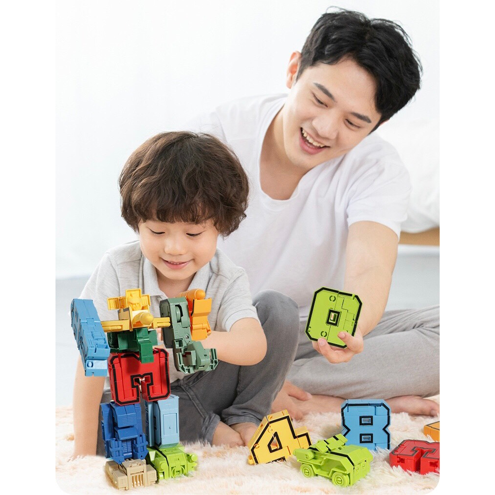 Đồ Chơi Con Số Biến Robot Biến Hình Kỹ Thuật Số Thông Minh Cho Bé