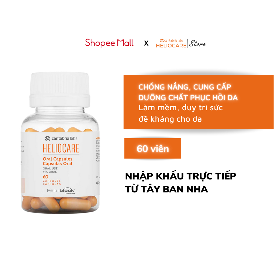 Viên uống chống nắng Heliocare Capsulas Oral 60'S ngăn ngừa lão hoá