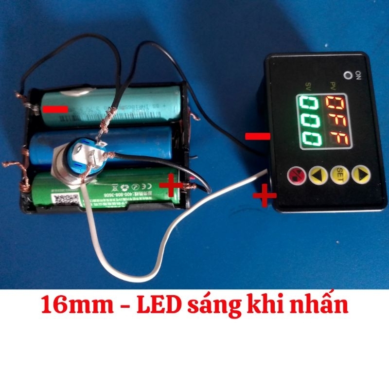 Nút nguồn, nút nhấn giữ, tự khóa 16mm, Đèn sáng trong dải 5-24V