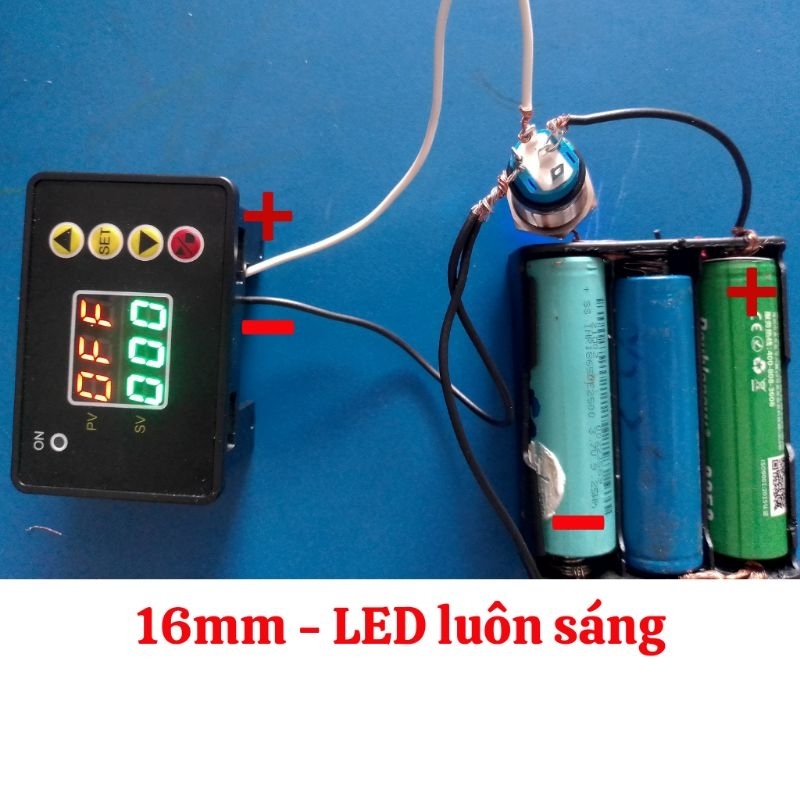 Nút nguồn, nút nhấn giữ, tự khóa 16mm, Đèn sáng trong dải 5-24V