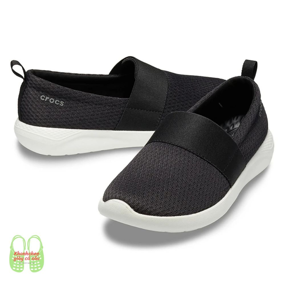 GIÀY VẢI THUN  CROCS LƯỚI LITERIDE SLIPON  MÀU ĐEN TRẮNG CHO NỮ