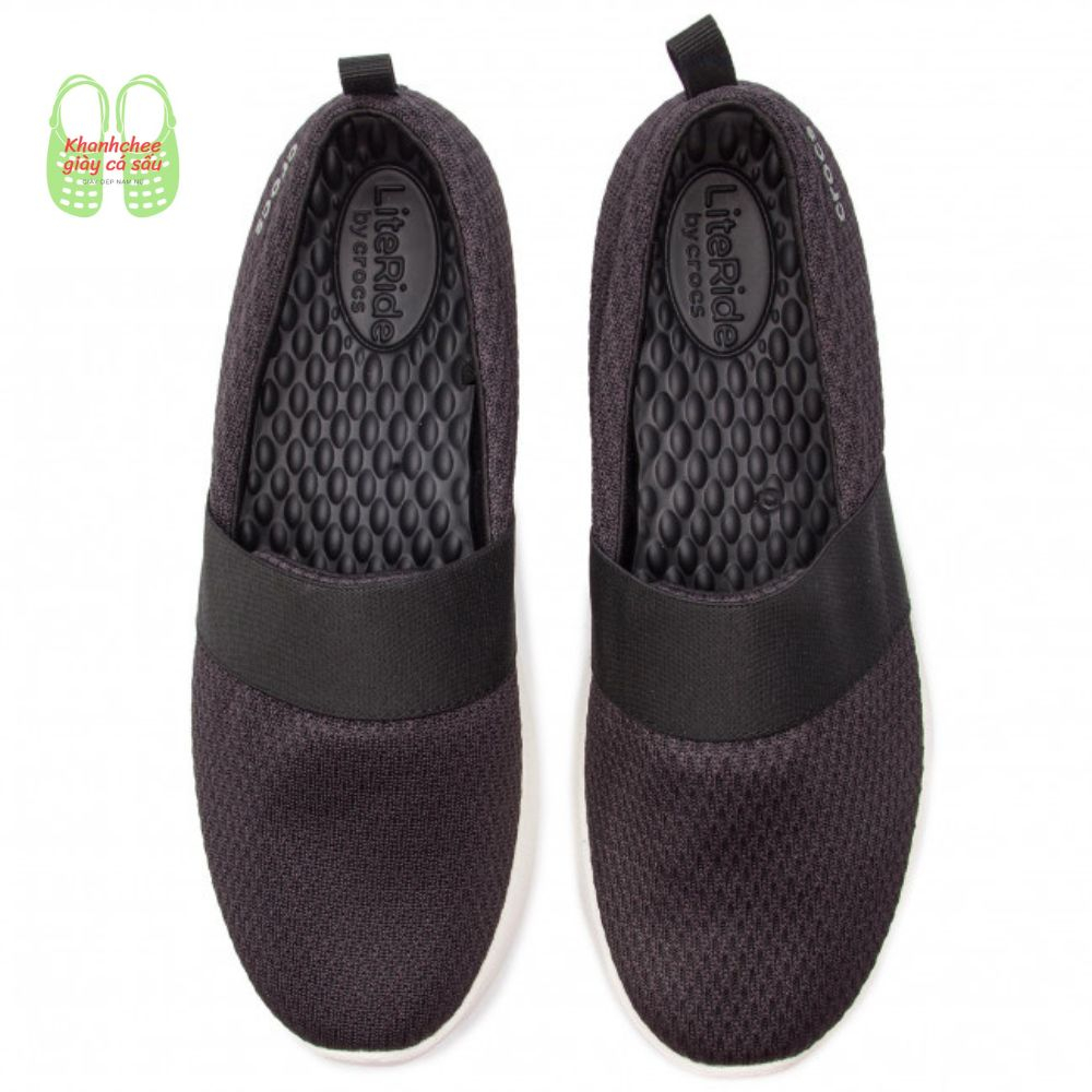 GIÀY VẢI THUN  CROCS LƯỚI LITERIDE SLIPON  MÀU ĐEN TRẮNG CHO NỮ