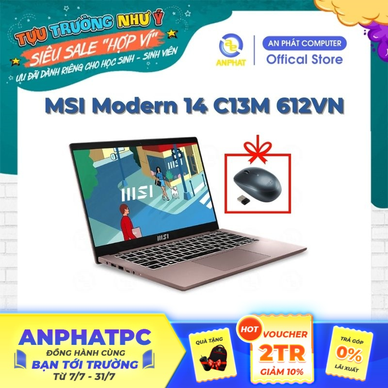 [Mã ELCL10 giảm 10% đơn 9TR] Laptop MSI Modern 14 C13M-611VN / 612VN (Core i5-1335U | 14 inch FHD)