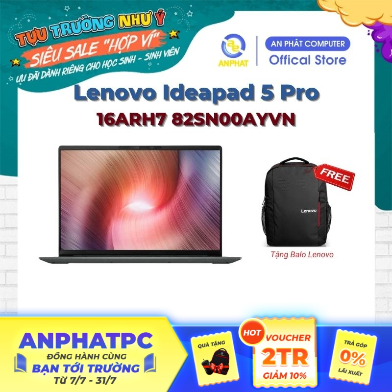 [Mã ELCL12 giảm 12% đơn 10TR] Laptop Lenovo ideapad 5 Pro 16ARH7 82SN00AYVN Ryzen 5 6600HS 16G 512G RTX3050 16"