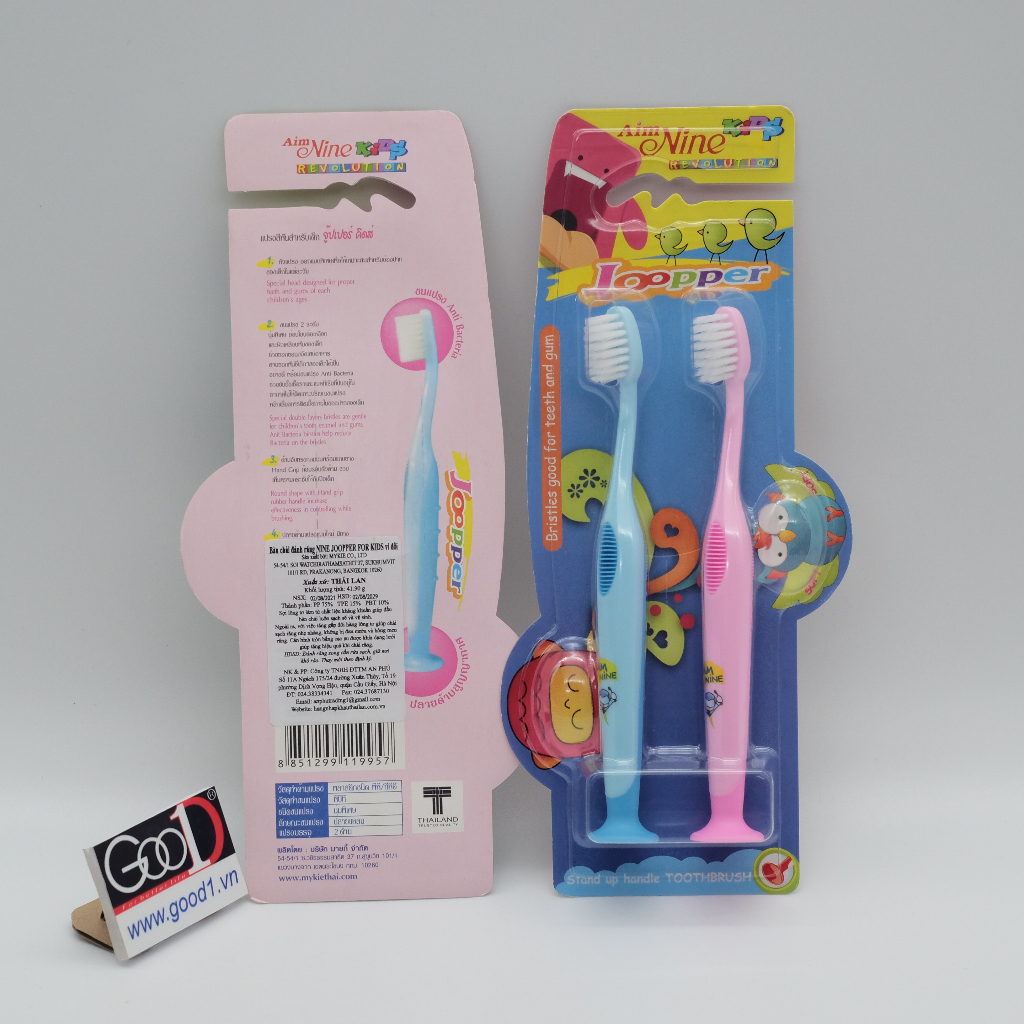 Bàn chải Nine Joopper for kids vỉ đôi Thái Lan