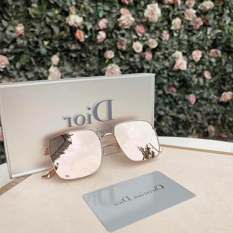 Kính mắt Tráng Gương thời trang nữ Dr  hồng và bạc form vuông chống nắng siêu sang