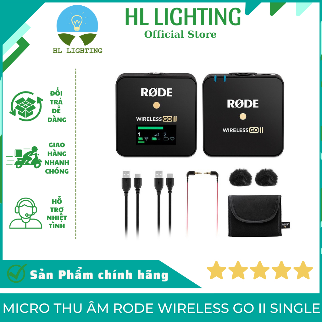 Micro Thu Âm Rode Wireless Go II Single HL Lighting