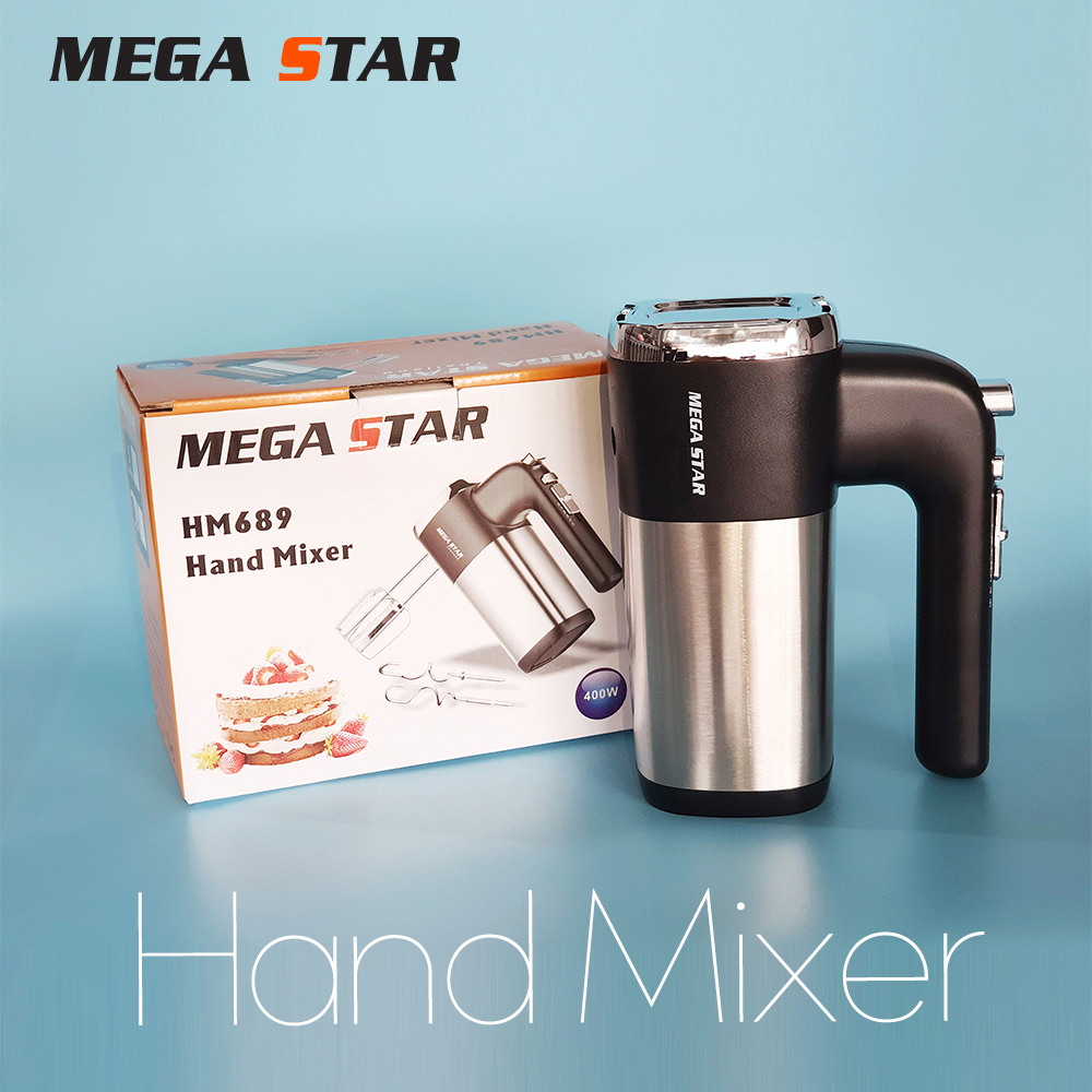Máy đánh trứng cầm tay Megastar HM689 - 6 tốc độ, Công suất 400W - Bảo hành 24 tháng