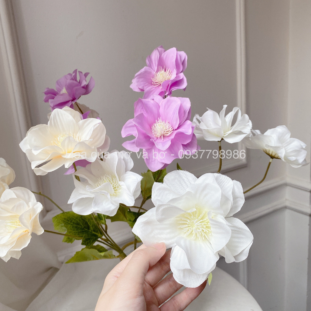 Cành Hoa Mẫu Đơn Cánh Bướm 4 Bông Cao Cấp MerBer Cành Dài 60cm