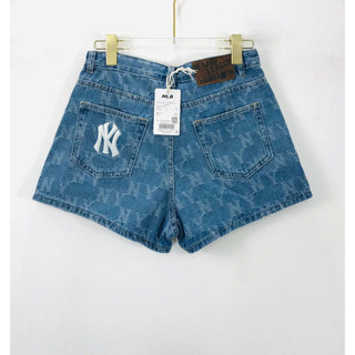 Quần jean nữ mlb quần short họa tiết ny chìm logo thêu hàng xuất dư