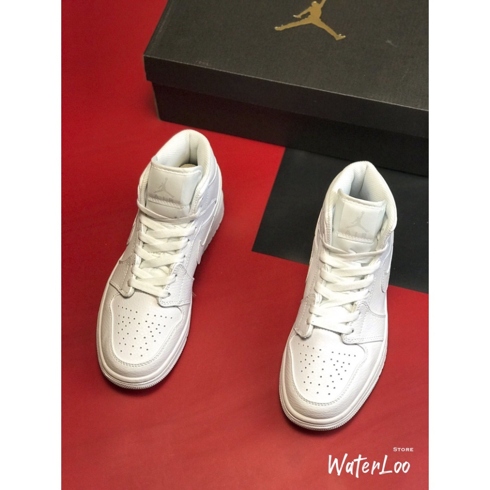 Giày Thể Thao Sneaker Nam Nữ Air Jordan 1 Full Trắng Cổ Cao,Giày Bóng Rổ Trắng Trắng Cổ Cao