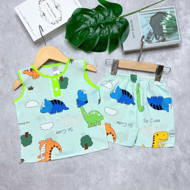 Bộ tole/lanh bé trai sát nách quần đùi - KN Kids