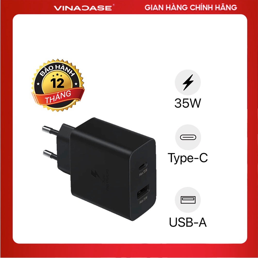 Cóc sạc nhanh PD 35W 2 đầu vào Type-C và USB-A dành cho điện thoại Iphone/Samsung/OPPO/...