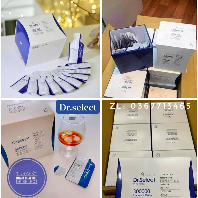 Nước uống hỗ trợ đẹp da, tốt cho sức khỏe Nhau Thai Heo Dr Select hộp 30 gói