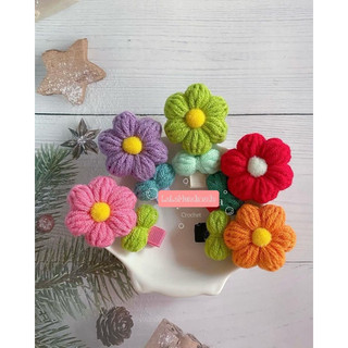 🌸Kẹp tóc len handmade hoa 6 cánh nhiều màu xinh xắn🌸