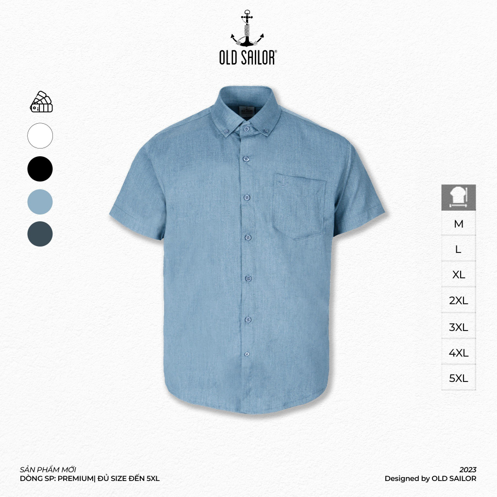 Áo sơ mi tay ngắm nam vải bamboo Old Sailor - O.S.L PREMIUM BAMBOO SHIRT - 88545 - Big size upto 5XL