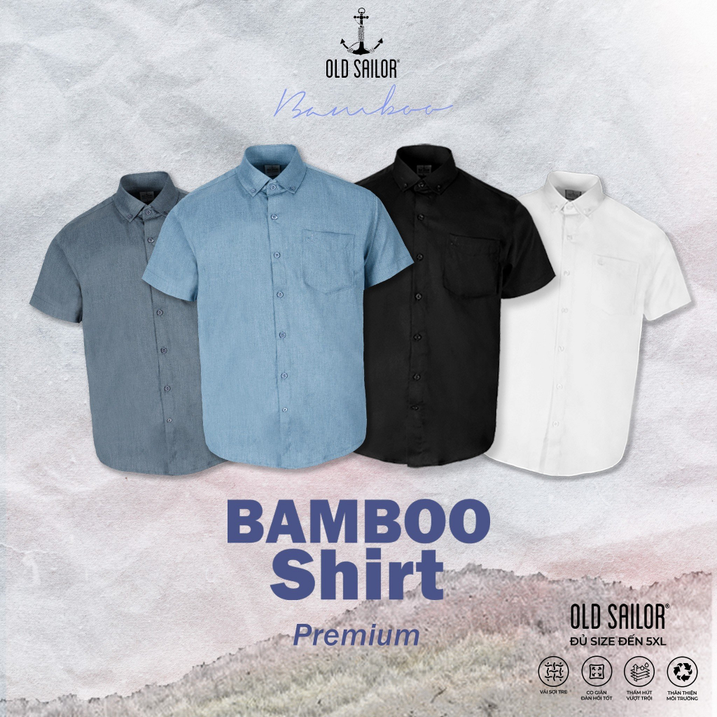 Áo sơ mi tay ngắm nam vải bamboo Old Sailor - O.S.L PREMIUM BAMBOO SHIRT - 88545 - Big size upto 5XL