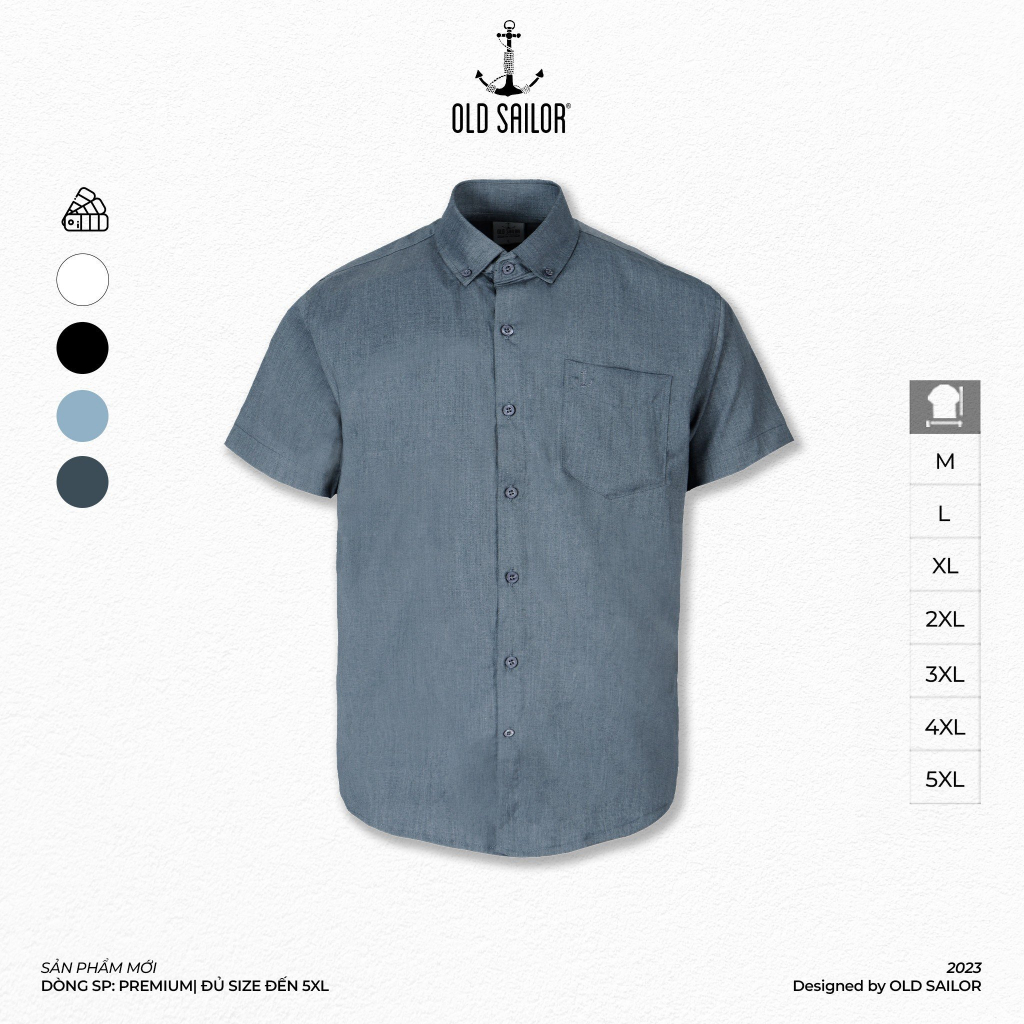 Áo sơ mi tay ngắm nam vải bamboo Old Sailor - O.S.L PREMIUM BAMBOO SHIRT - 88545 - Big size upto 5XL