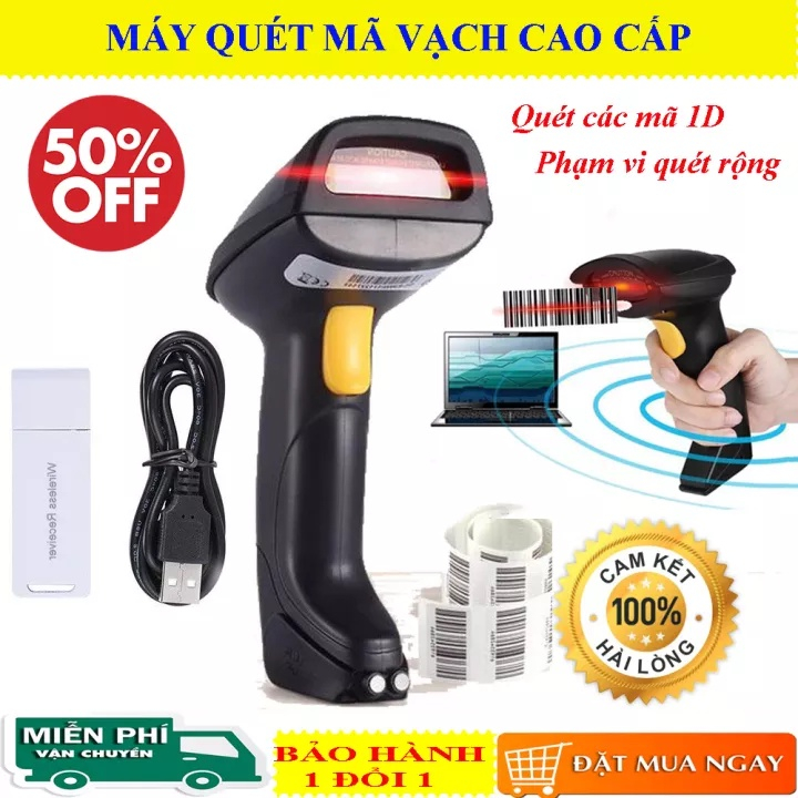 Máy Bắn Mã Vạch Kaw 1D, 2D - Hàng Chính Hãng, Không Dây, Bluetooth 5.0, Quét Mã Vạch Đa Tia