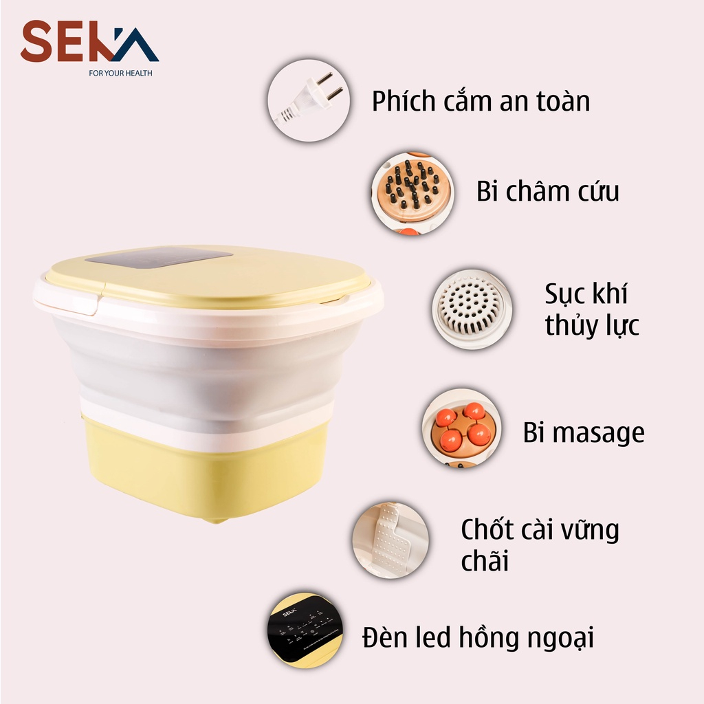 Bồn Ngâm Chân SEKA Massage Thư Giãn, Máy Gấp Gọn, Điều Khiển Từ Xa, Cảm Ứng Tiếng Việt Hiệu Quả, An Toàn