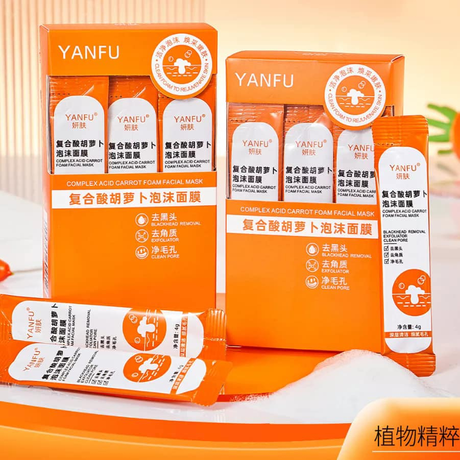 [100 gói] Mặt nạ cà rốt sủi bọt làm sạch bụi bẩn giảm mụn đầu đen dưỡng da Yanfu/Ginbi
