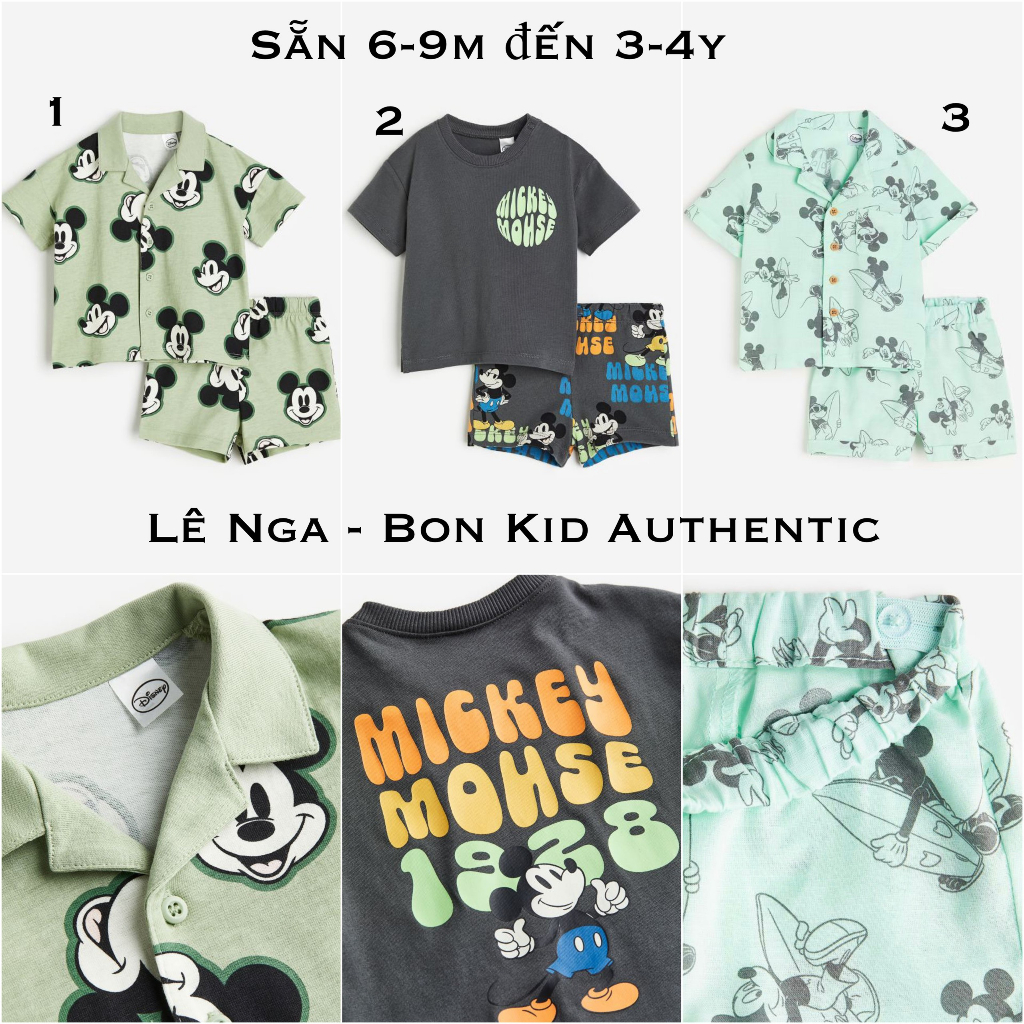 Bộ Mickey HM US/ES sz từ 6-9m đến 3-4y (HÀNG VỀ LIÊN TỤC)