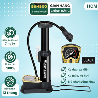 Bơm đạp chân mini đa năng đút cốp xe, cố đồng hồ đo áp suất, bơm chuyên dụng, ô tô, xe máy, xe đạp, bóng bay