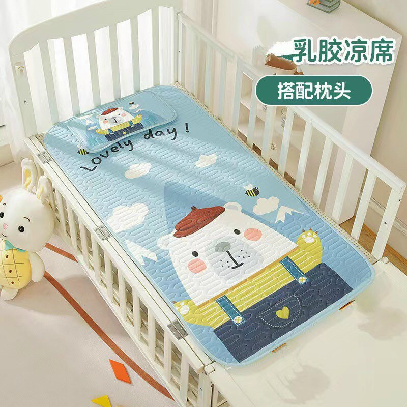 Chiếu Điều Hòa Kèm Gối Cao Su Non In Hình 5D Cho Bé Siêu Thoáng Mát