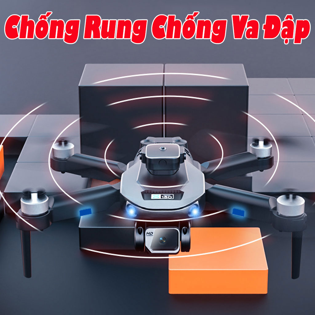 Flycam Không Chổi Than giá rẻ S150 Pro Max Cảm biến quang học cân bằng tránh vật cản 4 chiều Camera 4K Pin trâu bền bỉ