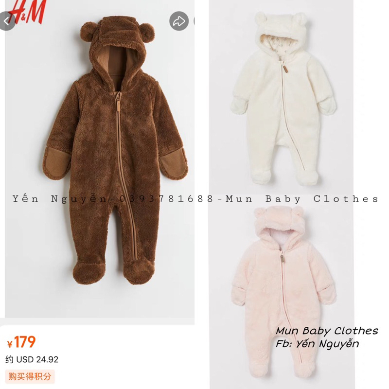 Body ủ gấu lông thỏ HM xuất Âu cho bé cực xịn ( Kèm ảnh thật shop chụp)