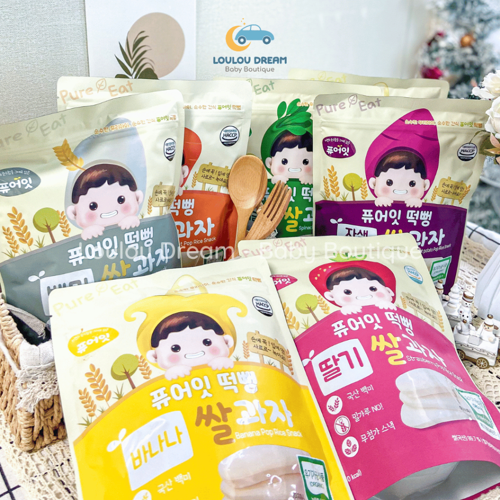 Bánh gạo ăn dặm Naebro Hàn Quốc hữu cơ Pure Eat cho bé từ 6 tháng tuổi [BAY AIR]