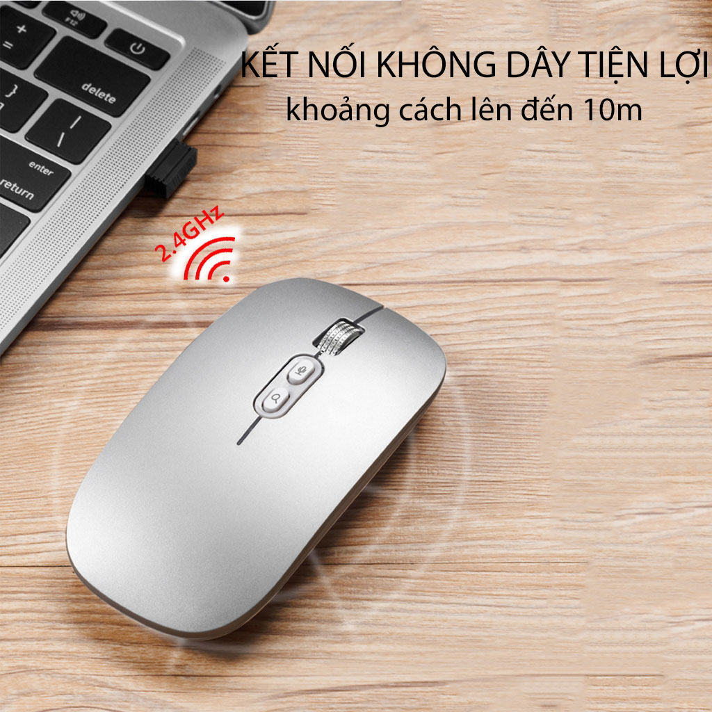 Chuột không dây Pix-link M103 hồng 2.4G sạc điện chống ồn khoảng cách tín hiệu 10m