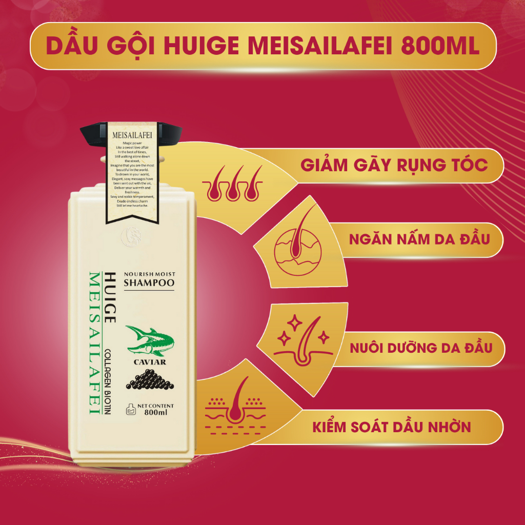 Dầu Gội Meisailafei Huiger Phục hồi giữ ẩm sâu, giảm gàu dầu vừa và bã nhờn hương Nước Hoa 800ml QH lactus season