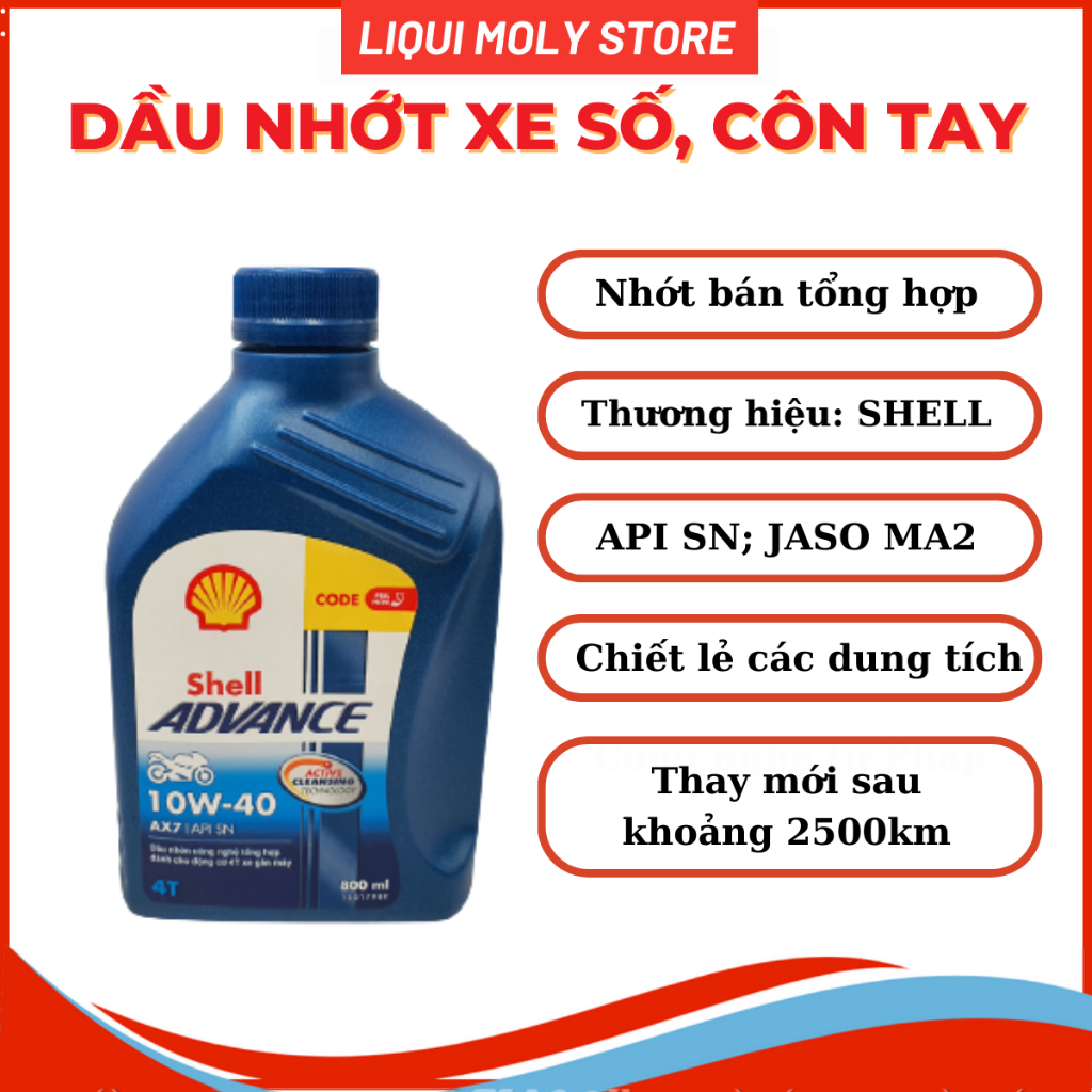 Nhớt cao cấp dành cho xe số Shell Advance Ax7 10W40