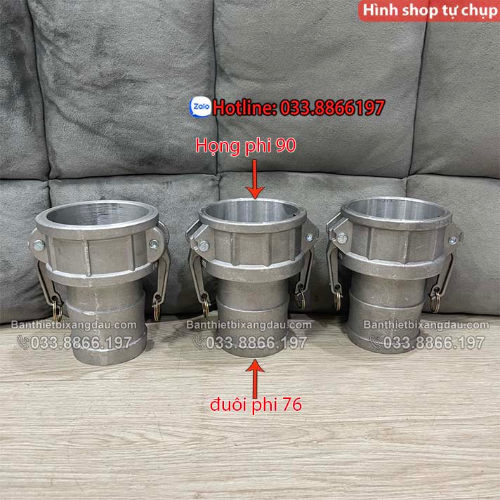 Đầu cái họng phi 90, đuôi nối phi 76 chuyên dùng cho xăng dầu