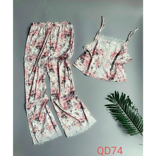 Set bộ ngủ lụa quần dài áo dây qd74
