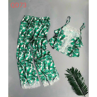 SET BỘ NGỦ LỤA QUẦN DÀI ÁO DÂY QD73