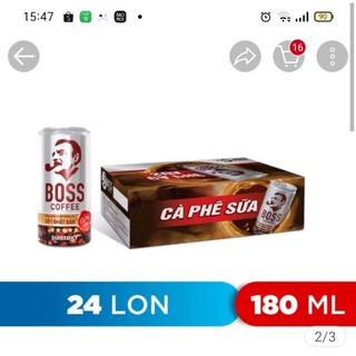 Cà phê  sữa  boss lon 180ml( lốc 6lon)