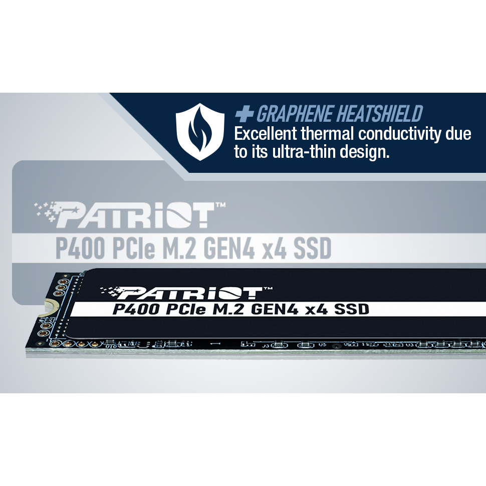 SSD Patriot P400 512GB - NVMe PCIe M.2 Gen4 x 4 - Low-Power Consumption Solid State Drive - P400P512GM28H