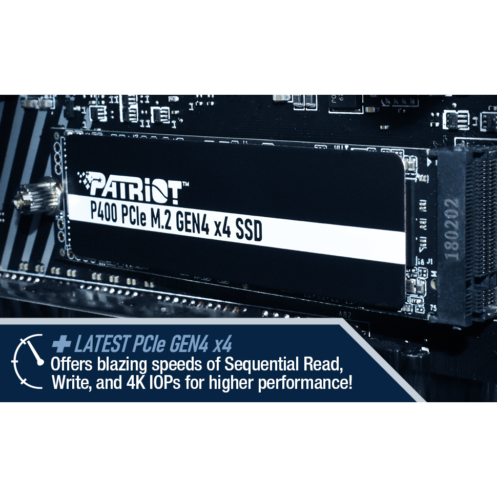 SSD Patriot P400 512GB - NVMe PCIe M.2 Gen4 x 4 - Low-Power Consumption Solid State Drive - P400P512GM28H
