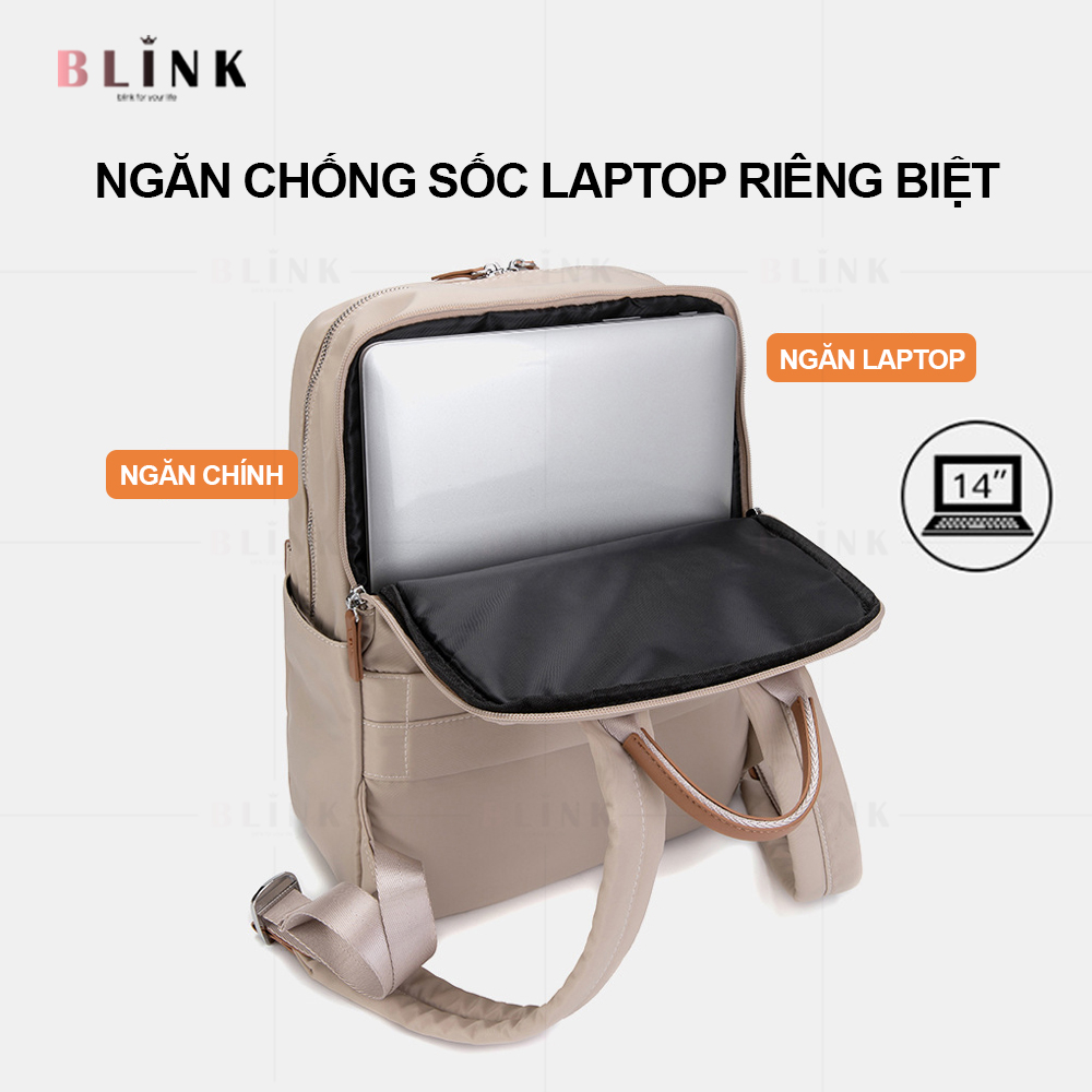 Balo đi học nữ cao cấp BLN15 vải Oxford chống nước , Balo đi học nữ thời trang đựng laptop 14 inch , Cặp đi học nữ đẹp