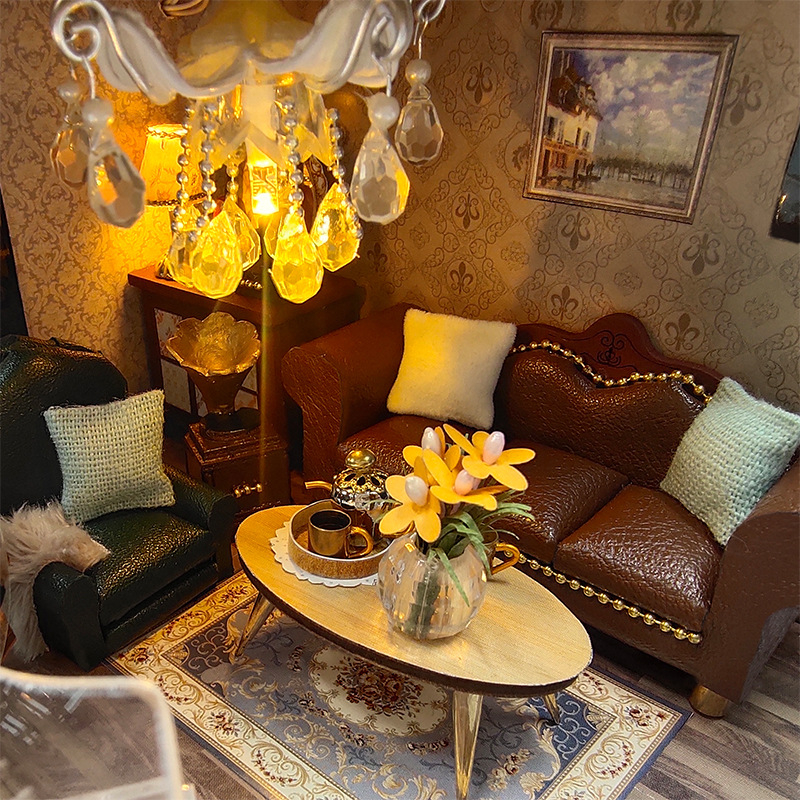 Mô Hình Lắp Ráp Nhà Gỗ Búp Bê Ti Hon DIY - Căn Biệt Thự 3 Tầng Cao Cấp  M2132